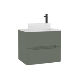 Royal Bathrooms Venice 600mm Sage Green Wall Mounted Bathroom Countertop Vanity Unit 2 Drawer With Lyon Basin - thumbnail 7