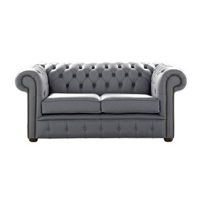 Chesterfield 2 Seater Shelly Piping Leather Sofa Settee Bespoke In Classic Style - image 1