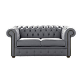 Chesterfield 2 Seater Shelly Piping Leather Sofa Settee Bespoke In Classic Style - thumbnail 1