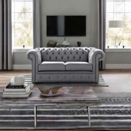 Chesterfield 2 Seater Shelly Piping Leather Sofa Settee Bespoke In Classic Style - thumbnail 3