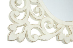 Orsina White Rococo Wall Mirror With Symmetrical Design,accent Mirror With Weathered Edges,oval Mirror For Bedroom - thumbnail 3