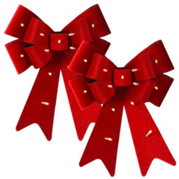 Urbn-Living Urbnliving 30Cm Length 2 Pcs Hanging Light Up Red Bow With Battery Led Lights Christmas Decorative - thumbnail 1