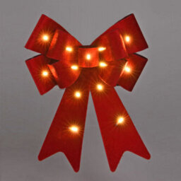 Urbn-Living Urbnliving 30Cm Length 2 Pcs Hanging Light Up Red Bow With Battery Led Lights Christmas Decorative - thumbnail 6