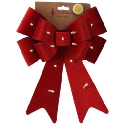 Urbn-Living Urbnliving 30Cm Length 2 Pcs Hanging Light Up Red Bow With Battery Led Lights Christmas Decorative - thumbnail 4