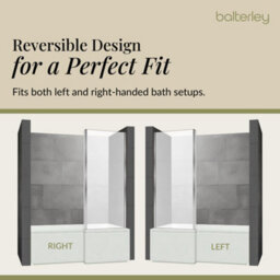 Balterley Contemporary Chrome 6mm Toughened Safety Glass Reversible L-Shaped Bath Screen Fixed - thumbnail 6