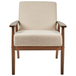 Beliani Armchair Esrum Boucle Dark Brown/ Beige - thumbnail 4