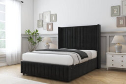 "Comfort Chester Black Plush Divan Bed Set No Drawers - 54"" Wingback & 12"" Footboard 3' Single" - thumbnail 2