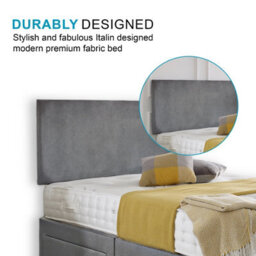 Dining Tables Classic Premium Crushed Velvet Fabric Divan Bed Set With 2 Drawers On Same Side - Double  - Grey Suede - thumbnail 3