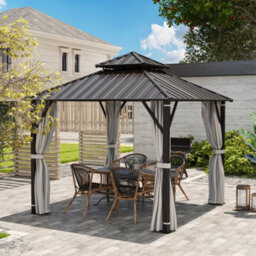 Outsunny 3 X 3(M) Hardtop Gazebo With Metal Roof, Netting And Curtains - thumbnail 9