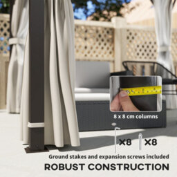 Outsunny 3 X 3(M) Hardtop Gazebo With Metal Roof, Netting And Curtains - thumbnail 6