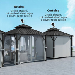 Outsunny 3 X 3(M) Hardtop Gazebo With Metal Roof, Netting And Curtains - thumbnail 7