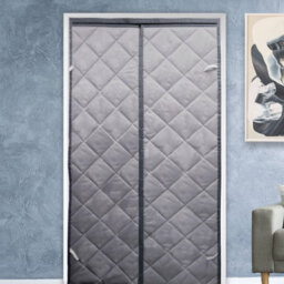 Magnetic Thermal Insulated Door Curtain, Wind, Cold And Noise Proof, Pet Friendly (110Cm X 210Cm) - Grey - thumbnail 2