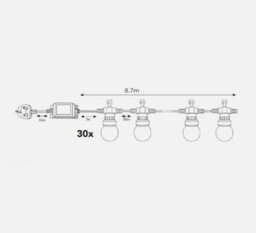 20 X Outdoor Multi-Coloured Festoon Chain String Lights Garden Wall Party Light - thumbnail 6