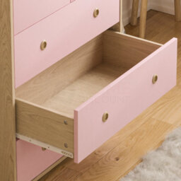 Lassic Junior Vida Neptune Pink & Oak 5 Drawer Chest Of Drawers Cabinet, Set Of 2 - thumbnail 4