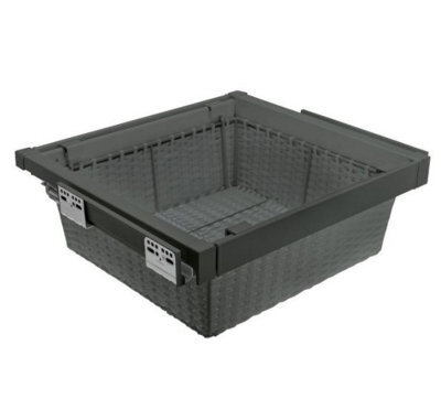 GTV Elite Rattan Basket - Wardrobe Organiser - 600mm, Graphite - image 1