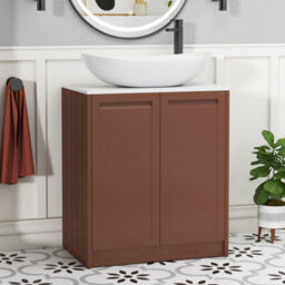 Royal Bathrooms Royal Bathroom Elmore 700mm Terracotta Clay Freestanding Bathroom Vanity Unit 2 Door Plain White Worktop With Cesar Basin - thumbnail 1