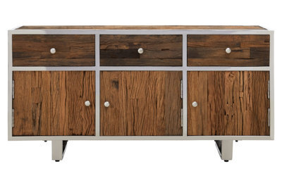 Orsina Natural Wood Sideboard, Light Oak Timber 3 Door Buffet Cabinet, Functional Wooden Storage Unit - image 1