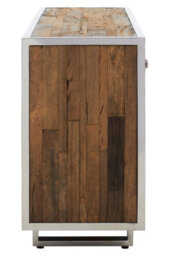 Orsina Natural Wood Sideboard, Light Oak Timber 3 Door Buffet Cabinet, Functional Wooden Storage Unit - thumbnail 2