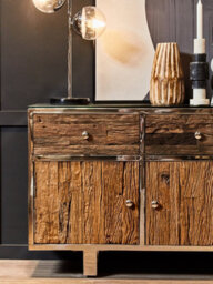 Orsina Natural Wood Sideboard, Light Oak Timber 3 Door Buffet Cabinet, Functional Wooden Storage Unit - thumbnail 3