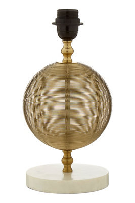 Orsina Round Gold Finish Table Lamp, Semi-Transparent Wire Globe Table Light With White Marble Base - image 1
