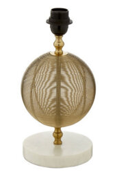 Orsina Round Gold Finish Table Lamp, Semi-Transparent Wire Globe Table Light With White Marble Base - thumbnail 4