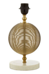 Orsina Round Gold Finish Table Lamp, Semi-Transparent Wire Globe Table Light With White Marble Base - thumbnail 1