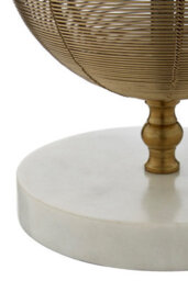 Orsina Round Gold Finish Table Lamp, Semi-Transparent Wire Globe Table Light With White Marble Base - thumbnail 2