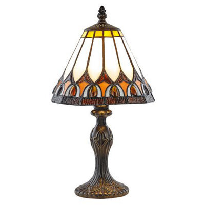 Happy Homewares Art Denergy Savingtiffany Glass Table Lamp With Amber Shade - image 1
