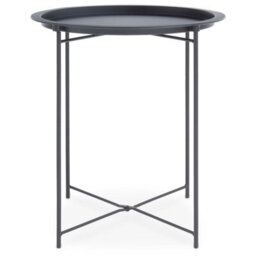 Orsina Sleek Grey Metal Round Side Table, Modern Design Bedside Table For Bedroom, Functional Livingroom Sidetable - thumbnail 1