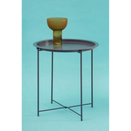 Orsina Sleek Grey Metal Round Side Table, Modern Design Bedside Table For Bedroom, Functional Livingroom Sidetable - thumbnail 3