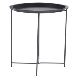Orsina Sleek Grey Metal Round Side Table, Modern Design Bedside Table For Bedroom, Functional Livingroom Sidetable - thumbnail 2