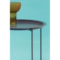 Orsina Sleek Grey Metal Round Side Table, Modern Design Bedside Table For Bedroom, Functional Livingroom Sidetable - thumbnail 4