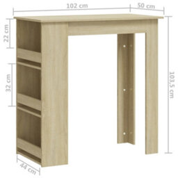 Berkfield Bar Table With Storage Rack Sonoma Oak 102X50X103.5Cm Engineered Wood - thumbnail 7