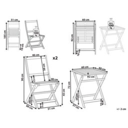 Beliani Bistro Set Folding Paraggi Certified Acacia Wood Brown - thumbnail 3