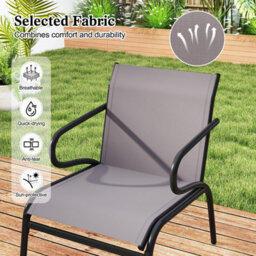 Gainoom Grey Patio Chairs Set Of 2 Outdoor Dining Chairs Modern Outside Bistro Armchairs - thumbnail 8