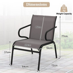 Gainoom Grey Patio Chairs Set Of 2 Outdoor Dining Chairs Modern Outside Bistro Armchairs - thumbnail 2