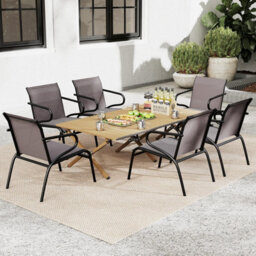 Gainoom Grey Patio Chairs Set Of 2 Outdoor Dining Chairs Modern Outside Bistro Armchairs - thumbnail 5