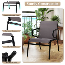 Gainoom Grey Patio Chairs Set Of 2 Outdoor Dining Chairs Modern Outside Bistro Armchairs - thumbnail 7