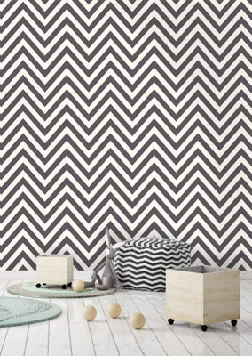 Holden Décor Holden Decor Zig Zag Chevron Black & White Stripes Geometric Wallpaper 12574 - image 1