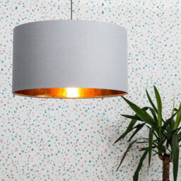 Valuelights Reni Grey & Gold Inner Drum Ceiling Lamp Shade And Bulb (D)45Cm - thumbnail 1