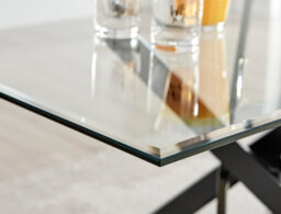 Furniturebox Leonardo 4 Seater Rectangular Glass Dining Table With Black Metal Angled Starburst Legs For Modern Dining Room - thumbnail 4
