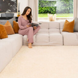 Loomed Machine Washable Shaggy Rug Luxury Beige Fluffy Mats 200Cm X 290Cm - thumbnail 2