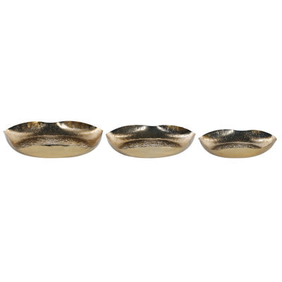 Beliani Set Of 3 Trinket Dishes Ujung Metal Gold - image 1