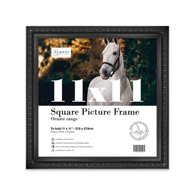 11X11 Black Ornate Picture Frame (27.9 X 27.9Cm) Poster, Photo, Artwork, Gallery Wall Or Print - image 1