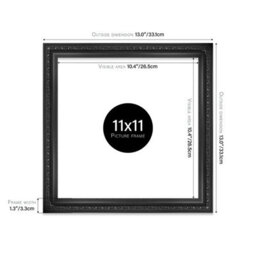 11X11 Black Ornate Picture Frame (27.9 X 27.9Cm) Poster, Photo, Artwork, Gallery Wall Or Print - thumbnail 2