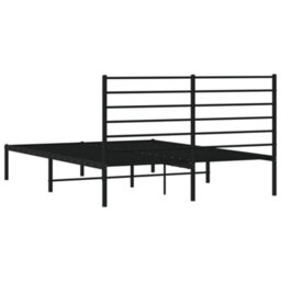 Berkfield Metal Bed Frame With Headboard Black 150X200 Cm 5Ft King Size - thumbnail 8
