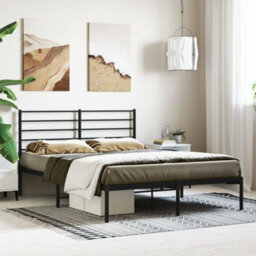 Berkfield Metal Bed Frame With Headboard Black 150X200 Cm 5Ft King Size - thumbnail 1