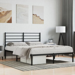 Berkfield Metal Bed Frame With Headboard Black 150X200 Cm 5Ft King Size - thumbnail 3