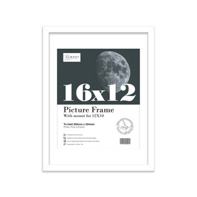 "16X12"" White Frame With Mount For 12X10"" Pictures 20mm Thin Edge Portrait And Landscape Display With Wall Hooks" - image 1