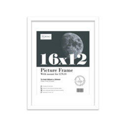 "16X12"" White Frame With Mount For 12X10"" Pictures 20mm Thin Edge Portrait And Landscape Display With Wall Hooks" - thumbnail 1